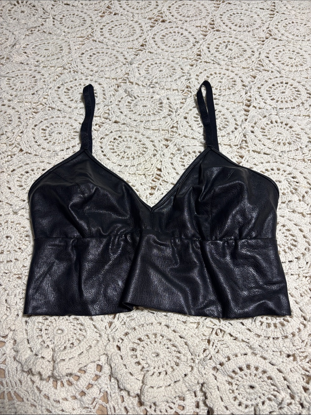 Commando Black Faux Leather Bralette Top
